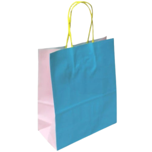 SACOLA PAPEL KRAFT BRANCO  AZUL/ROSA 17,5X8,5X21,5 C/10 UNIDADES