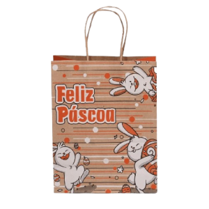 SACOLA PAPEL KRAFT PASCOA BUNNY 17,5X8,5X21,5 C/10 UNIDADES
